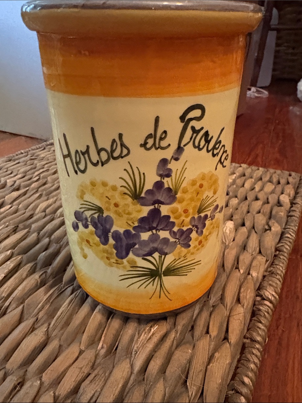 Herbes de Provence Ceramic Canister - Yellow and Purple